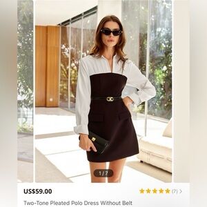 Commense Black and White Polo Dress